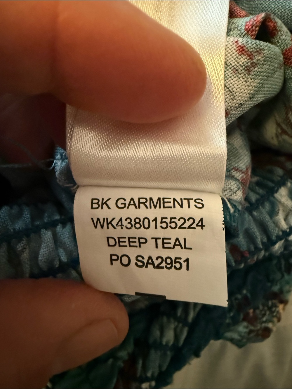 Band of the Free One Shoulder Floral Smocked Maxi Dress pockets Teal Size L Boho - Picture 5 of 7